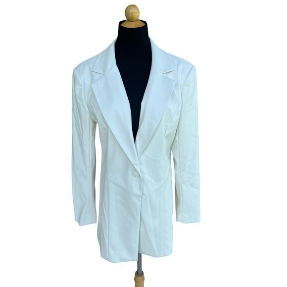 S’EDGE FAUX LEATHER WHITE JACKET BLAZER SIZE SMALL - Picture 1 of 9